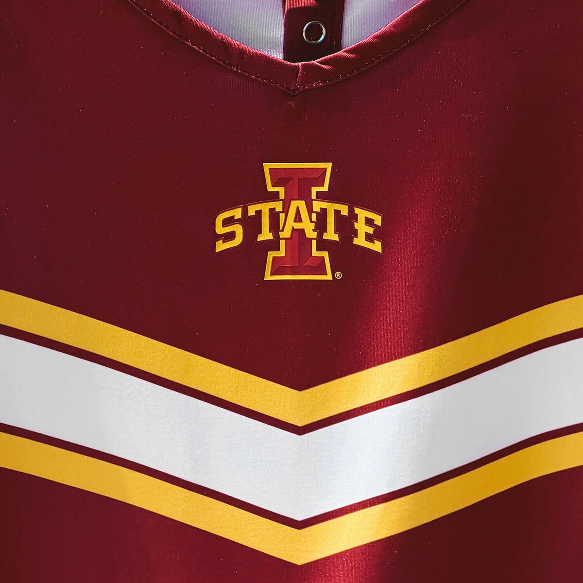 Authentic Brand Youth I-State Cardinal SF26 Cheer Dress design close up